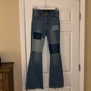 Hollister distressed flare patchwork jeans